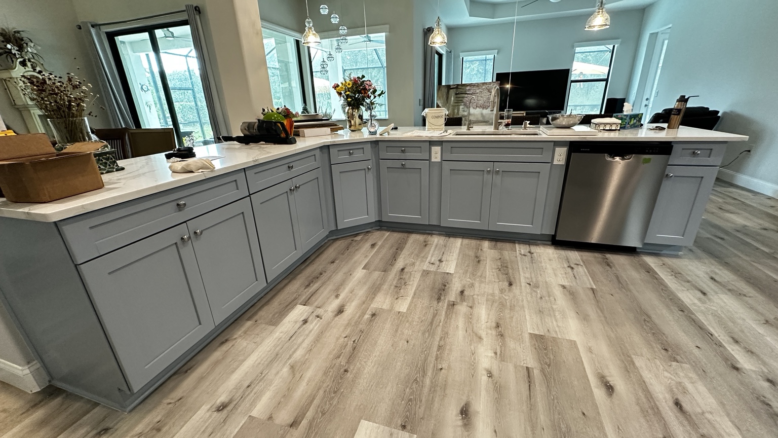 Painted kitchen cabinets in a modern interior
