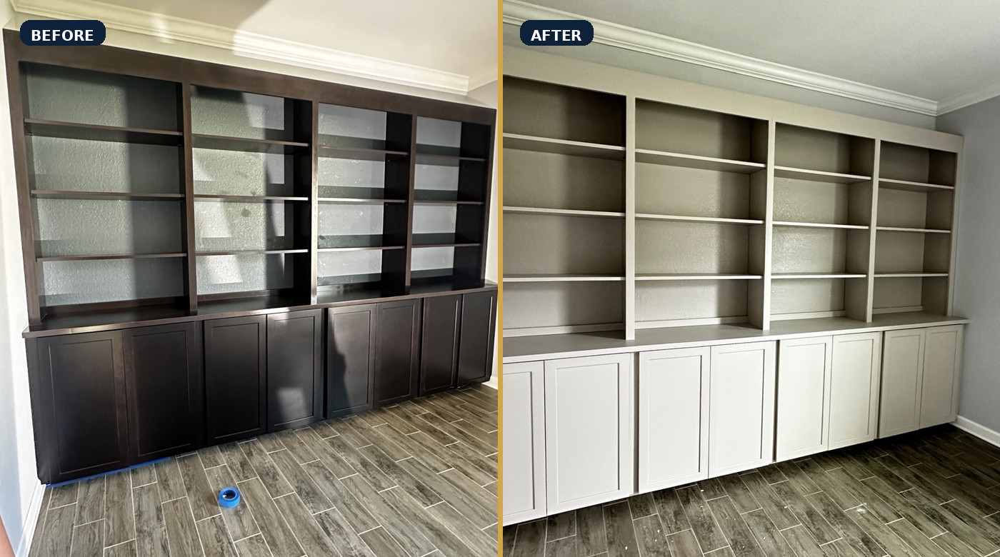 Cabinet Refinishing before and after example