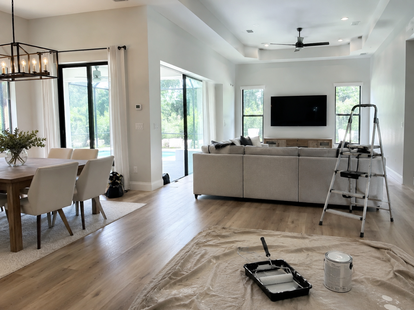 Bright modern room after interior painting